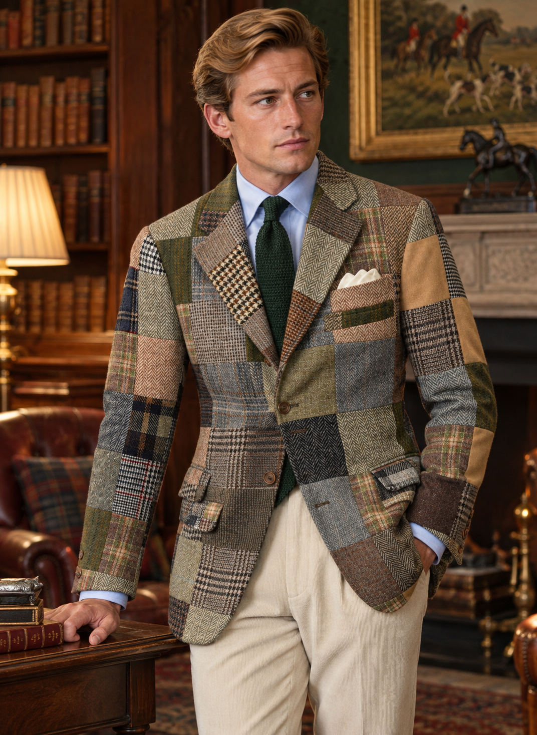 "The Andover Shop Hand-Tailored Patch Panel Tweed Sport Coat" Sz 40R