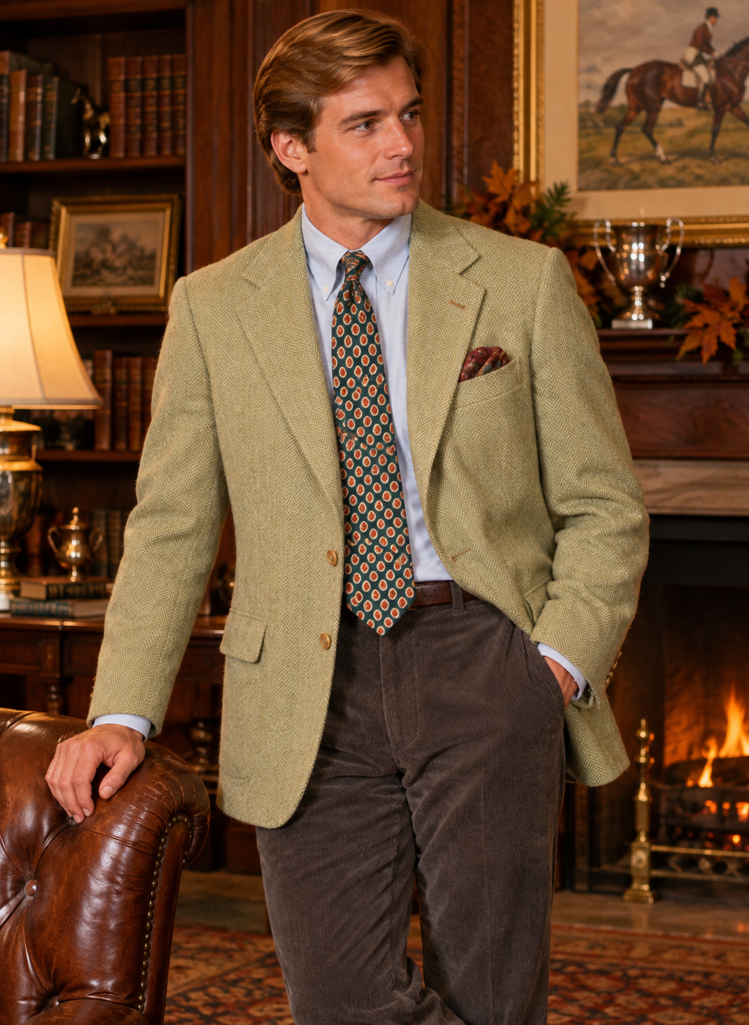 "J. Press Silk/ Wool Herringbone c1974 Sport Jacket w/ Paisley/ Tiger Head Lining" Sz: 42R (SOLD)