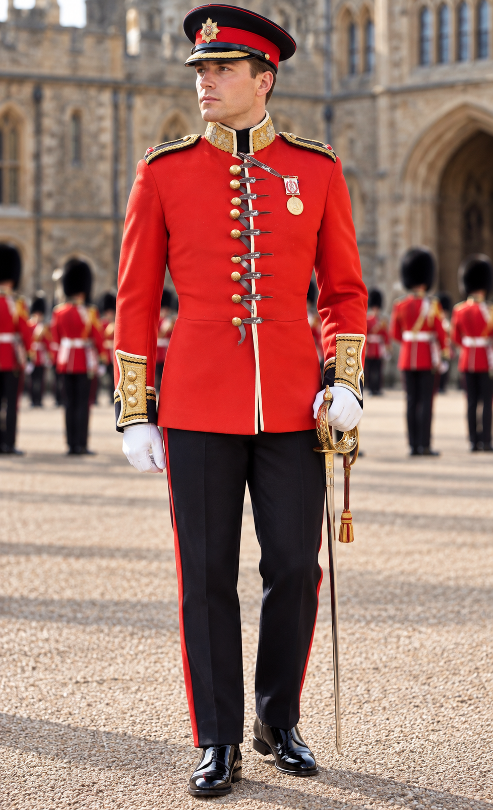 "Irish Guards "Major" Officer's 'Full-Parade' 2pc Tunic/ Uniform on Mannequin Stand"