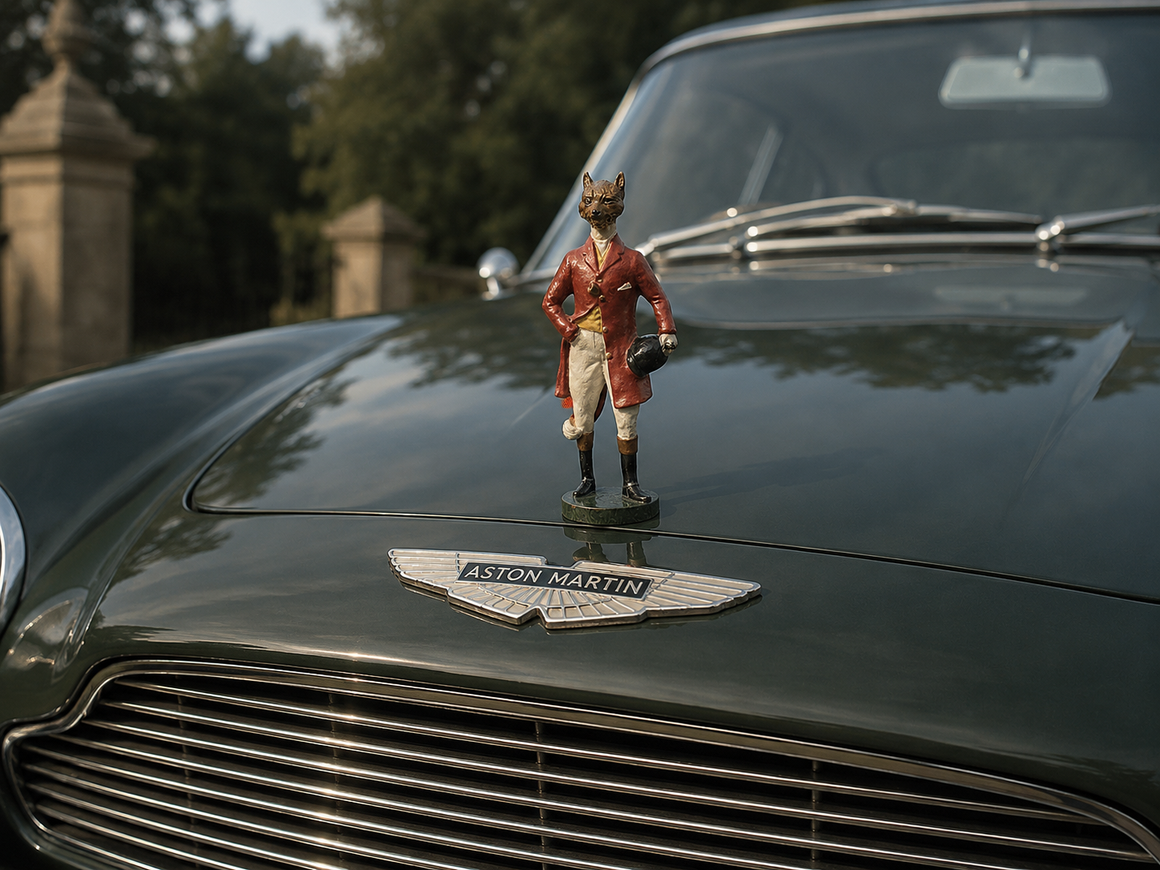 "Lejeune Gentleman Fox, Monsieur Renard Enamelled Car Mascot" (SOLD)
