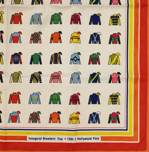 1984 Inaugural Breeders Cup Hollywood Park Jockey Racing Colors Scarf