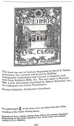 "The First Hundred Years Of The Ivy Club 1879-1979: A Centennial History" 1979 RICH, Frederic C.