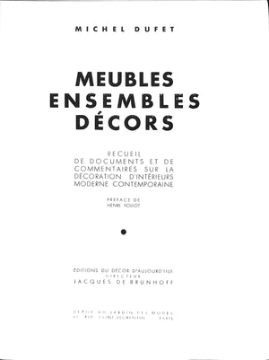 "Meubles Ensembles Decors" 1946 DUFET, Michel