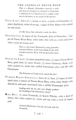 "The American Drink Book" 1953 FIELD, S.S. (INSCRIBED)