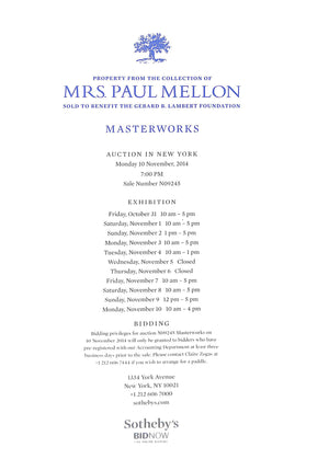 "Masterworks: Property From The Collection Of Mrs. Paul Mellon" 2014 Sotheby's New York