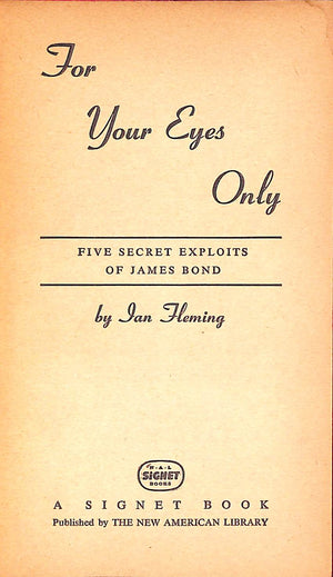 "For Your Eyes Only" 1961 FLEMING, Ian