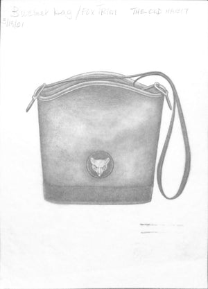 Bucket Bag w/ Fox Trim Graphite Drawing