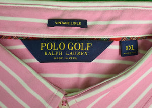 "Ralph Lauren Golf Polo Pink/ White Stripe Shirt w/ Miacomet Club Of Nantucket Logo" Sz: XXL