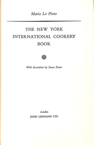 "The New York International Cookery Book" 1953 LO PINTO, Maria