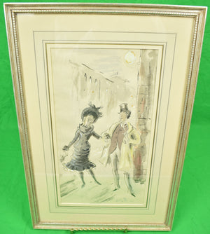 Original Watercolour by Cecil Beaton of Maurice Chevalier & Leslie Caron from the '58 Film 'Gigi' (SOLD)