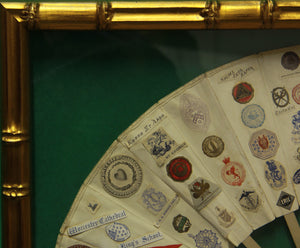 "Framed 16 Panel Double-Sided Fan w/ Stationery Crests"