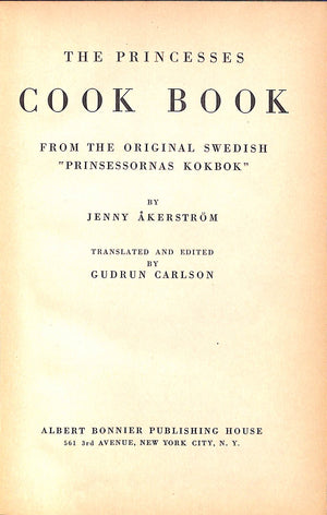 "The Princesses Cook Book" 1936 AKERSTROM, Jenny