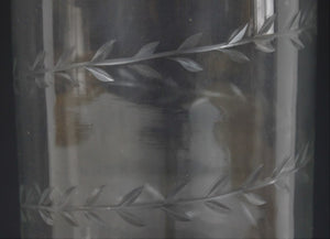 Etched Glass Cocktail Shaker w/ Chrome Lid & Shot Glass