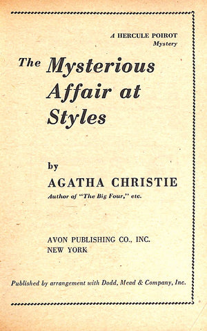 "The Mysterious Affair At Styles" 1951 CHRISTIE, Agatha (SOLD)
