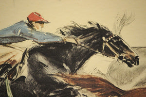 "French Steeplechase" Etching by Louis Claude