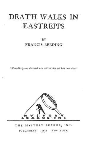 "Death Walks In Eastrepps" 1931 BEEDING, Francis