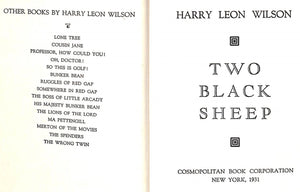 "Two Black Sheep" 1931 WILSON, Harry Leon