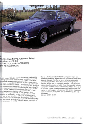A Sale Of Aston Martin Motor Cars And Automobilia 2003 Bonhams