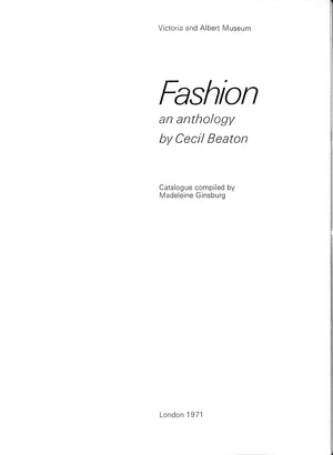"Fashion An Anthology" 1971 BEATON, Cecil