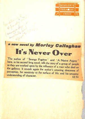 "It's Never Over" 1930 CALLAGHAN, Morley