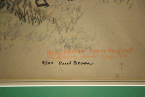 Billy Barton Comes To Grief 1927 Conte Crayon by Paul Desmond Brown (SOLD)