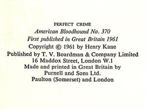 "Perfect Crime" 1961 KANE, Henry