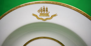 Set x 4 Tiffany & Co. Clipper Ship Gold Trim Soup Bowls Made In England By Mintons China