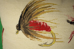 "Orvis x 3 Trout Flies Needlepoint Pillow" (SOLD)