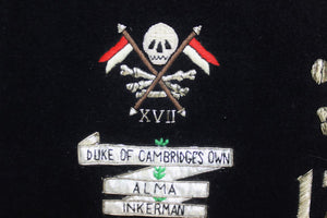 "17th/ 21st Lancers w/ Silver Bullion Thread Skull Felt Banner" (SOLD)