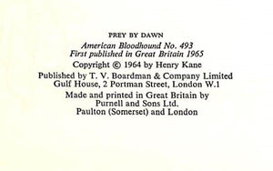 "Prey By Dawn' 1964 KANE, Henry