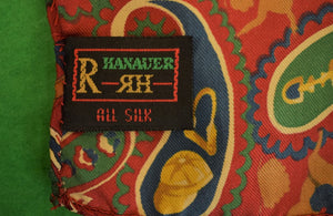 "Hanauer Red Silk Paisley Equestrian Silk Pocket Square" (SOLD)
