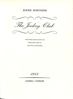 "The Jockey Club" 1958 MORTIMER, Roger