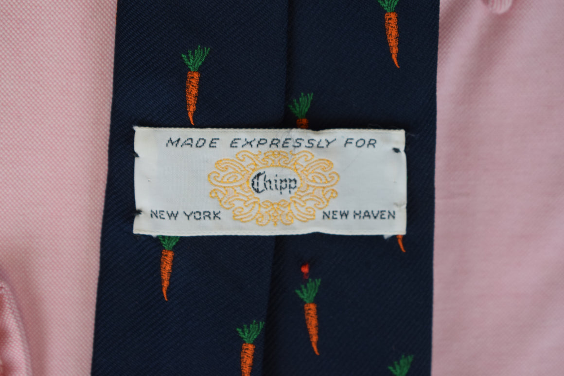 Chipp Orange Carrots w/ White Rabbit Navy Poly Tie