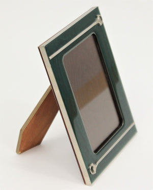 "Gucci of Italy Malachite Enamel w/ Silver Horsebit Banding Photo Frame" (SOLD)