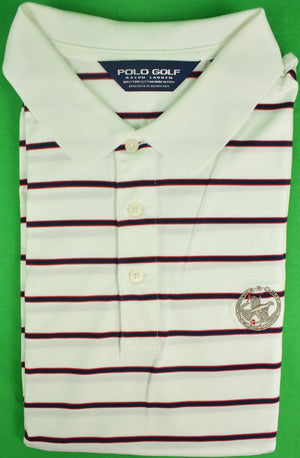 Rolling Rock Club x Ralph Lauren Polo Golf White/ Navy Stripe Shirt Sz: XXL