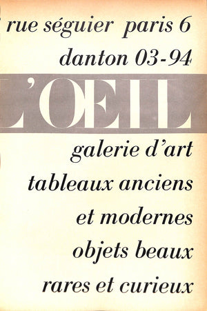 L'ŒIL Revue D'Art Numero 138, Juin 1966