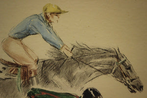 "French Steeplechase" Etching by Louis Claude
