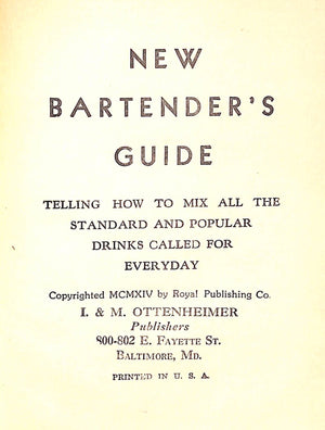"New Bartender's Guide How To Mix Drinks "2 Books In One" 1914 OTTENHEIMER, I. & M.