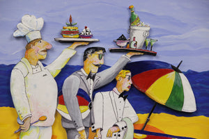 Red Grooms, Servers On A Beach (SOLD)