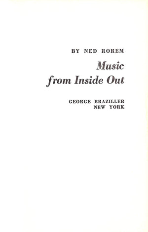 'Music From Inside Out" 1967 ROREM, Ned