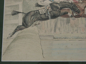 "The Llangollen Cup 1931 Steeplechase" Conte Crayon & Charcoal Drawing by Paul Desmond Brown (SOLD)