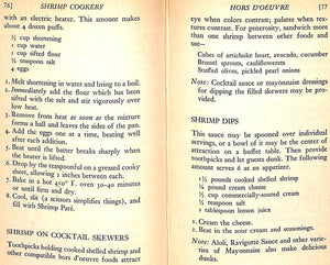 "Shrimp Cookery Over 100 Recipes Of Entrees, Appetizers, Stews, Salads" 1952 WORTH, Helen