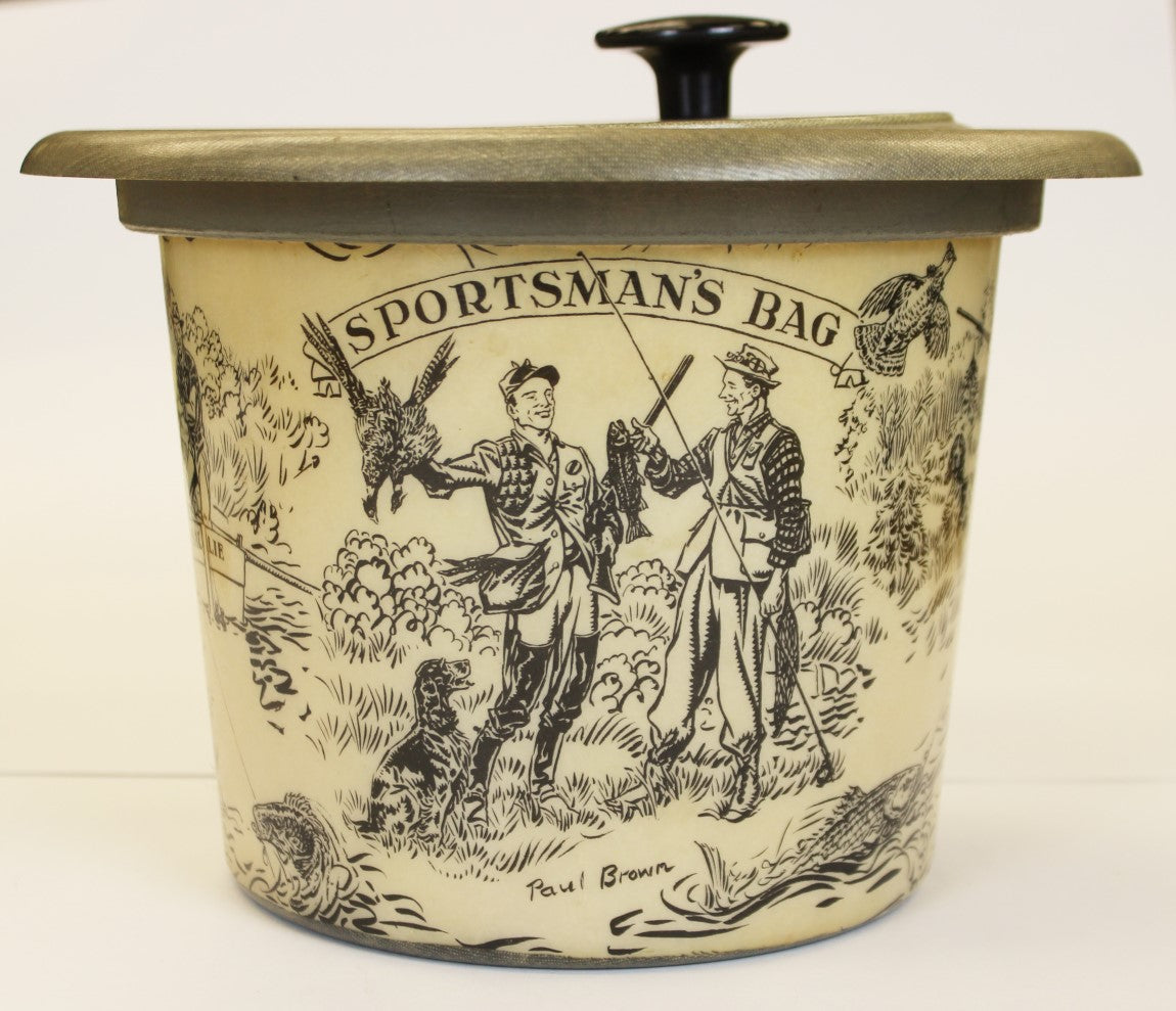 "Paul Desmond Brown Sportsman's Bag Ice Bucket w/ Lid" (New/ Old Stock)