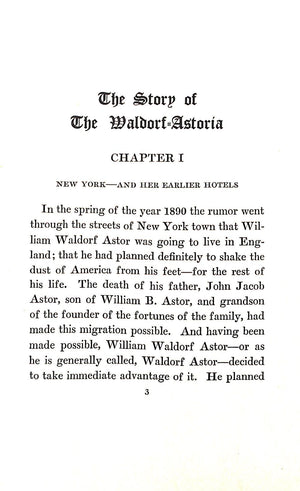 "The Story Of The Waldorf-Astoria" 1925 HUNGERFORD, Edward