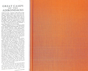 "Great Camps Of The Adirondacks" 1990 KAISER, Harvey H.