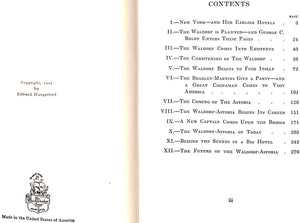 "The Story Of The Waldorf-Astoria" 1925 HUNGERFORD, Edward