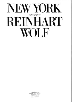 "New York In Photographs" 1980 WOLF, Reinhart