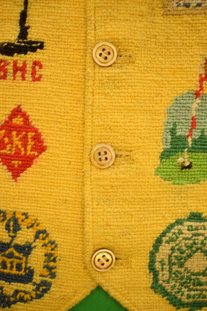 "Hand-Needlepoint Gent's Waistcoat Embroidered w/ Club Emblems" (SOLD)