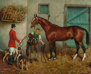 "Foxhunter In A Stall" c1946 Print by Richard Newton Jr. (SOLD)
