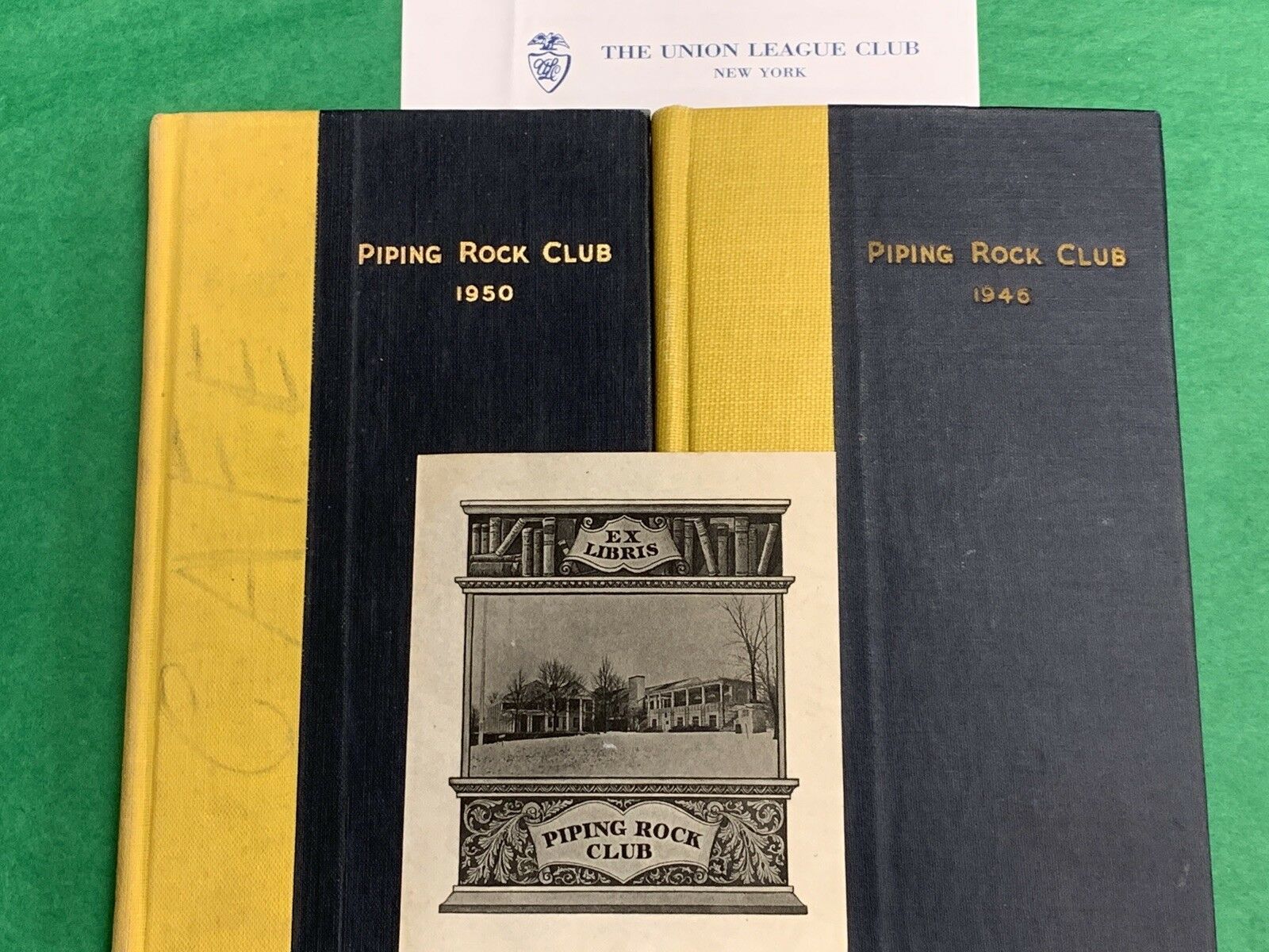 "Piping Rock Club 1946 & 1950 Members Annuals w/ PRC Bookplate & Postcard" (SOLD)